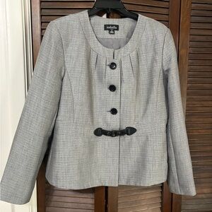 Abella Women's Gray Blazer with Black Buttons